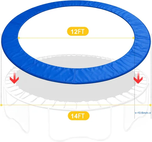 Vista 3 de Almohadilla de seguridad de repuesto para trampolín, cubierta de resorte de espuma impermeable y resistente a desgarros, almohadilla redonda de 14