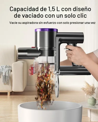Vista 5 de Aspiradora inalámbrica, aspiradora de 25 kPA para el hogar, aspiradora de palo con cepillo antienredos, tiempo de funcionamiento de 40 minutos