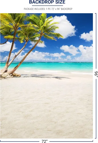 Vista 2 de Allenjoy Telón de fondo de playa tropical junto al mar, verano, isla de Hawaii, palmeras, fondo de fotografía para niños y niñas, retrato