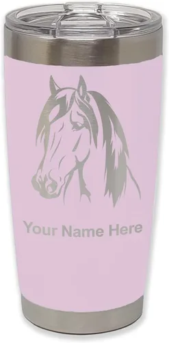 Vista 26 de LaserGram Vaso aislado al vacío de 20 onzas, cabeza de caballo 1, grabado personalizado incluido (negro)