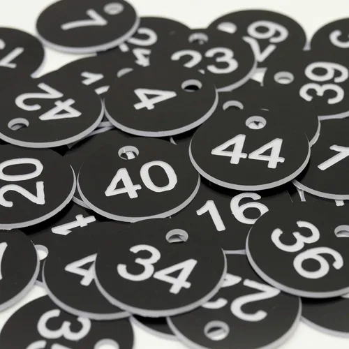 Vista 7 de Etiquetas de plástico para números de identificación con llaveros (50, negro)