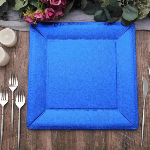 Vista 10 de Efavormart - Paquete de 10 bandejas cuadradas de 13 pulgadas, 1100 GSM, de cuero extra rígido con textura de cartón, platos para bodas de otoño