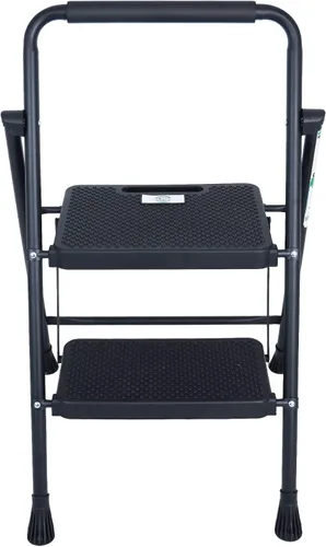 Vista 4 de Elevon Taburete plegable con pedal antideslizante ancho, escalera de acero resistente de 330 libras, 2 escalones