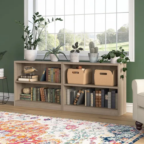 Vista 4 de Bush Furniture Universal - Estantería pequeña de 2 estantes en acabado gris ceniza, estantería de almacenamiento bajo y exhibición