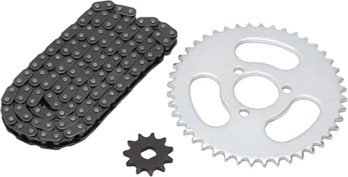 Vista 4 de RiToEasysports T8F - Cadena de piñón delantero y trasero, juego de piñones de cadena de motor de acero para karts modificados, cuatrimotos y mini