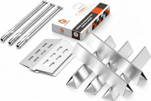 Vista 22 de QuliMetal 44.5 cm SUS304 Barras Aromatizadoras y Deflectores de Calor para Parrillas Weber Genesis 300 Series, Compatibles con Genesis E310 E320