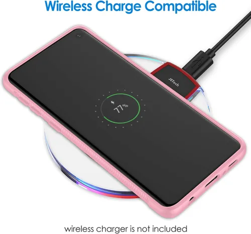 Vista 3 de JETech Funda delgada para Samsung Galaxy S10, funda delgada con absorción de golpes y diseño de fibra de carbono (rosa)