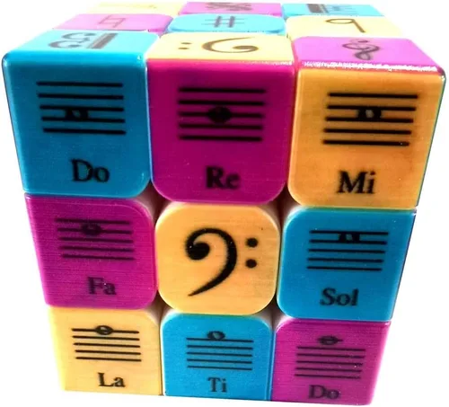 Vista 4 de Speed Cube - Rompecabezas de 3 x 3 x 3 pulgadas, diseño de notas musicales, rompecabezas de IQ Games, efecto de alivio, regalo para amantes