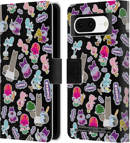 Vista 7 de Head Case Designs Officially Licensed Chowder: Animated Series Character Art Graphics Leather Wallet Case Compatible with Google Pixel 8