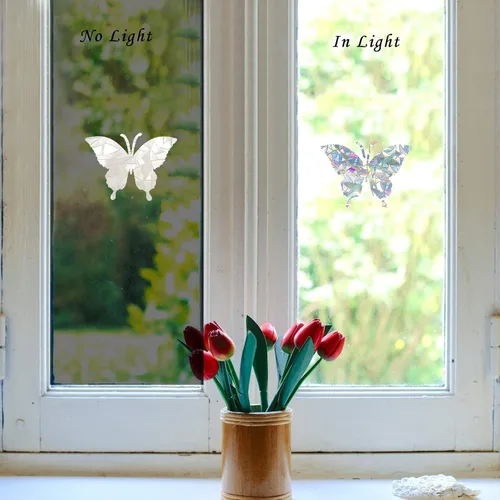 Vista 2 de Calcomanías estáticas de mariposa para ventanas para golpes de pájaros, juego de 20 Window Anti Collision, Stop Birds from Hitting Windows, Glass