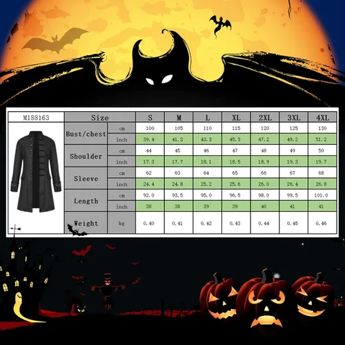 Vista 4 de Steampunk - Chaqueta vintage para hombre, disfraz de Halloween retro gótico victoriano