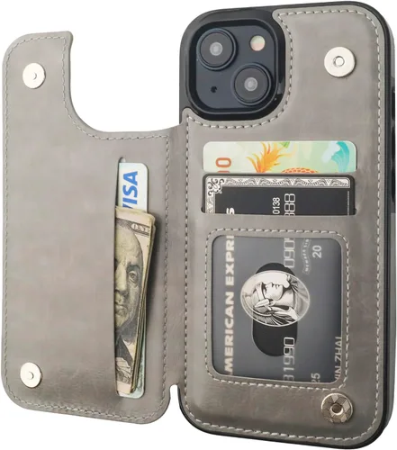 Vista 9 de ONETOP Compatible con iPhone 15 Funda Tipo Cartera con Soporte para Tarjetas, Funda de Cuero PU con Soporte y Ranuras para Tarjetas, Doble Cierre