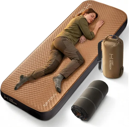 Vista 11 de Lost Horizon Option3 - Colchón de espuma autoinflable para camping, cuna, 4.5 pulgadas Comodidad de aire y espuma, firmeza ajustable, aislamiento