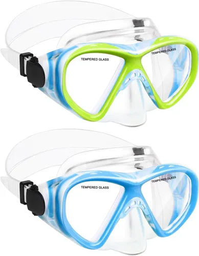 Vista 29 de ACQCES Gafas de natación para niños, máscara de buceo para niños y niñas de 5 a 15 años, gafas de natación antivaho de dos colores con cubierta