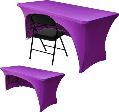 Vista 14 de Nasitos Paquete de 2 Manteles Ajustados de Spandex Negro para Mesas de 4 Pies - Cubierta para Mesa Plegable con Respaldo Abierto, Tela Lavable