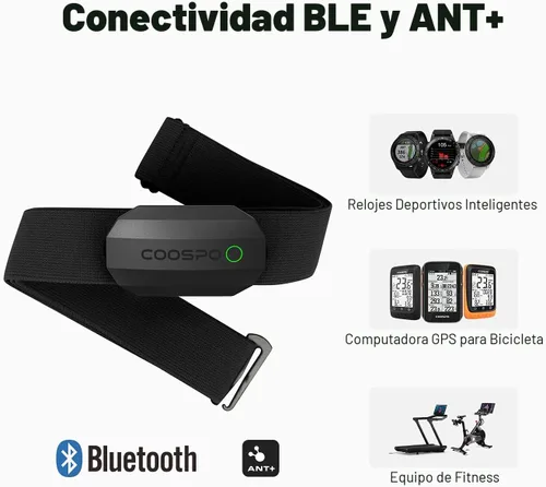 Vista 4 de COOSPO Bluetooth Heart Rate Monitor Chest Strap H808S, ANT+ BLE HR Monitor Chest, HRM IP67 Waterproof, 300H