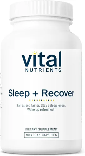 Vista 7 de Vital Nutrients Sleep + Recover - Suplemento vegano - Apoyo para dormir - Melatonina, Ashwagandha y L-teanina - Sin gluten, lácteos y soja - 30