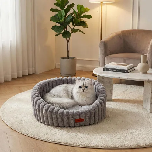 Vista 7 de Avont Cama para gatos de interior, esponjosa y lavable con borde elevado Gris