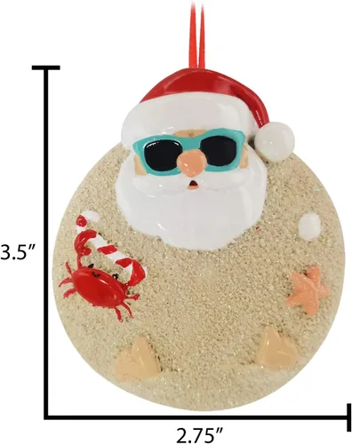 Vista 2 de Adornos de Navidad personalizados para la playa 2024 – Adorno de Papá Noel de playa, figura de Papá Noel, adorno de árbol de verano, adorno