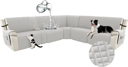 Vista 44 de Arfntevss Fundas para sofá seccional reclinable para sofá seccional en forma de L, funda antideslizante lavable para sofá reclinable con forma de L