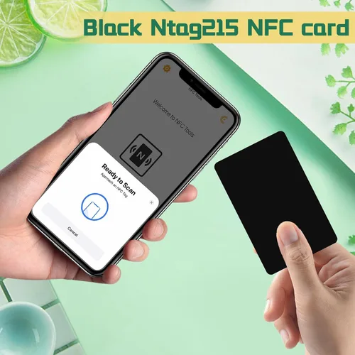 Vista 5 de 10 tarjetas NFC NTAG215 negras NFC NFC215 - Tarjeta NFC programable, reescribible, memoria de 504 bytes, compatible con teléfonos y dispositivos