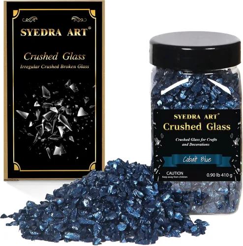 Vista 15 de Syedra - Vidrio triturado para manualidades, chips de alto brillo triturado con purpurina, piezas de vidrio roto, 0.118-0.236 in, 410G (negro)