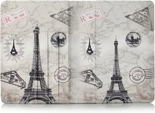 Vista 6 de EpicGadget - Funda de piel sintética con bloqueo RFID para pasaporte, funda de viaje tipo cartera, Eiffel Tower, Cartera Rfid