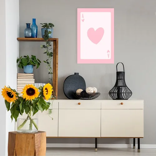 Vista 7 de Pósteres de cartas de moda Ace Card Preppy Coquette Room Casino Tema Party Poker Art Lindo Corazón Rosa Femenino Acuarela Jugar Cartas Impresiones