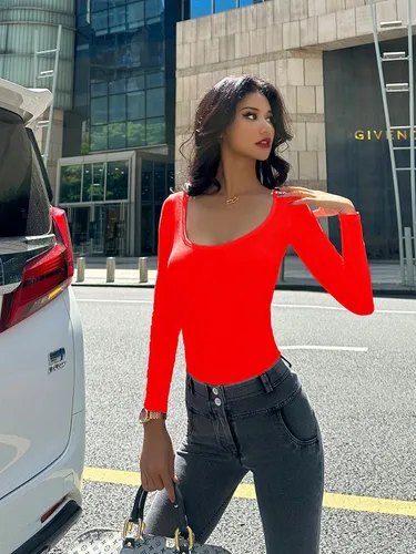Vista 7 de Body de manga larga con cuello cuadrado para mujer, 3 piezas