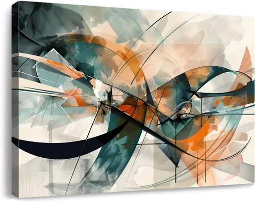 Vista 30 de Lienzo abstracto grande para pared, pinturas artísticas modernas de acuarela, fantasía negra y azul, graffiti colorido sobre fondo blanco