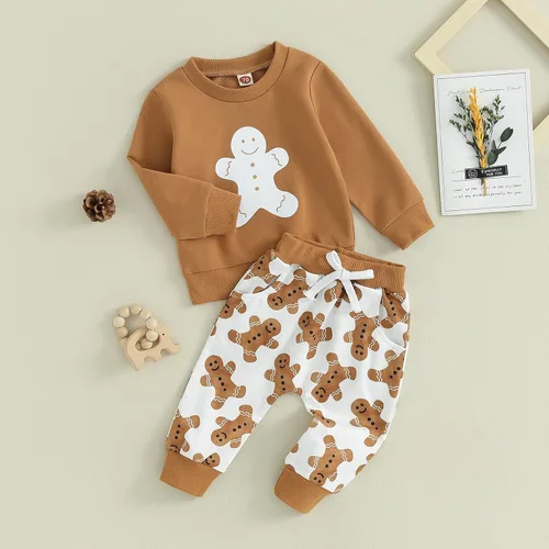 Vista 3 de Conjunto de sudadera de Papá Noel para bebé, niño, niña, ropa de Navidad para otoño e invierno