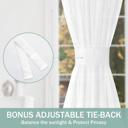 Vista 3 de HOMEIDEAS Cortinas para ventana de puerta lateral con bolsillo para barra para ventana pequeña, 2 paneles de cortina lateral filtrante de luz