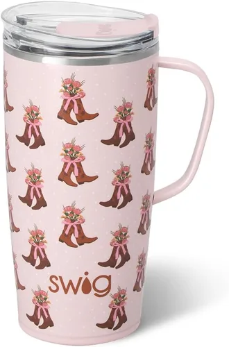 Vista 24 de Swig Life Taza de Viaje de 18 oz, Vaso Aislante con Asa y Tapa, Taza de Café de Viaje, Compatible con Portavasos, Acero Inoxidable, Vaso de 18 oz