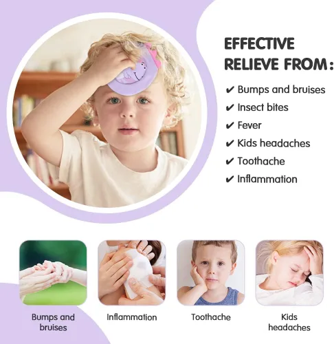Vista 2 de Hilph Paquetes de hielo para niños Boo Boos, paquete de 3 paquetes reutilizables de gel caliente y frío para niños pequeños y bebés, bonita funda