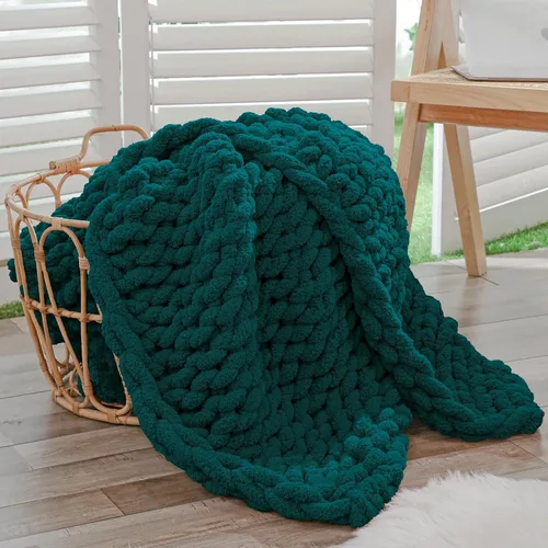 Vista 9 de Bigacogo - Cobija de punto grueso de 40 x 40 pulgadas, de felpilla, 100% tejida a mano, cobija pequeña de punto trenzado suave y grueso, con nudo