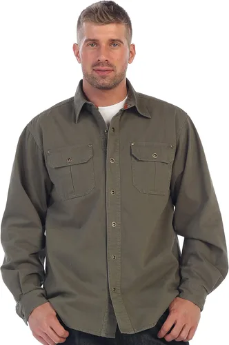 Vista 3 de Gioberti - Chaqueta tipo camisa para hombre, de sarga con forro de franela, 100% de algodón cepillado y suave