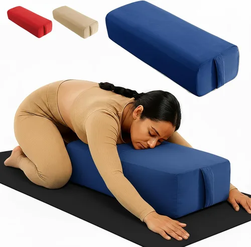 Vista 9 de Almohada rectangular de yoga para meditación, yoga y apoyo de espalda, cojín de meditación suave con funda de algodón extraíble para lavar a mano
