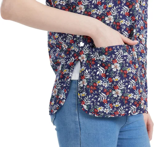 Vista 8 de Nanxson Delantal de zapatero para mujer con 2 bolsillos de parche, babero estampado de algodón, bata con botones para cocina de chef de trabajo