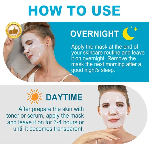 Vista 7 de Máscara profunda real de bio-colágeno, máscara facial de colágeno, máscara de colágeno para mujeres con ácido hialurónico, máscaras faciales