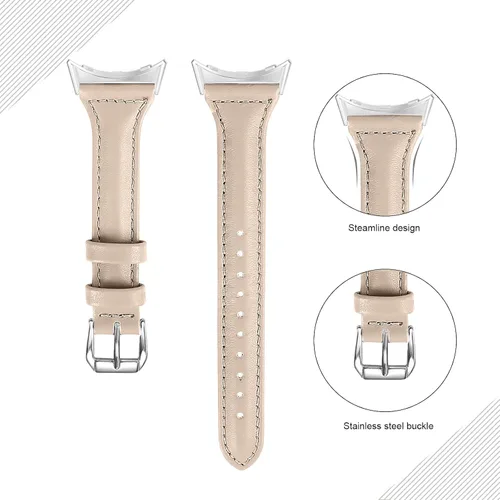 Vista 2 de Correa de cuero compatible con Google Pixel Watch Band Correa de repuesto Correa de pulsera transpirable para Google Pixel Watch Accesorios