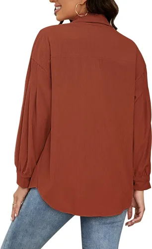 Vista 6 de Plus Size Corduroy Jacket for Women Casual Long Sleeve Button Down Shacket Jacket
