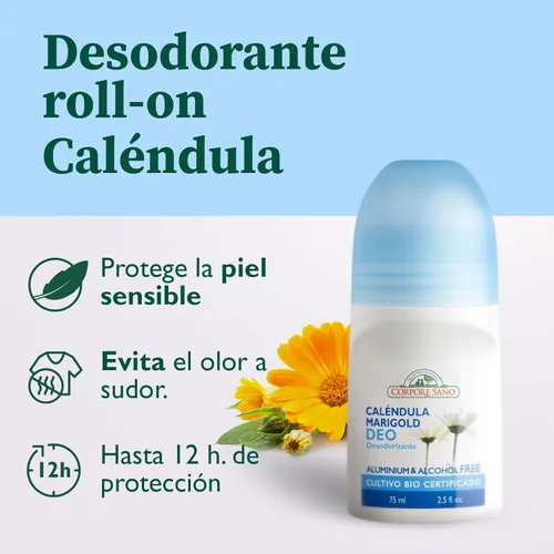 Vista 2 de Corpore Sano Desodorante Roll-on -No Contiene- Aluminio-Alcohol-Siliconas-Conservantes Parabenos-Triclosan- Certificado BIO Extracto - 2.5 fl