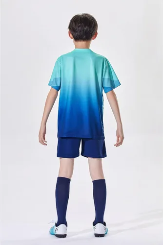 Vista 8 de Paquete de 2 camisetas de fútbol y pantalones cortos para niño, de secado rápido, uniforme de entrenamiento de equipo deportivo