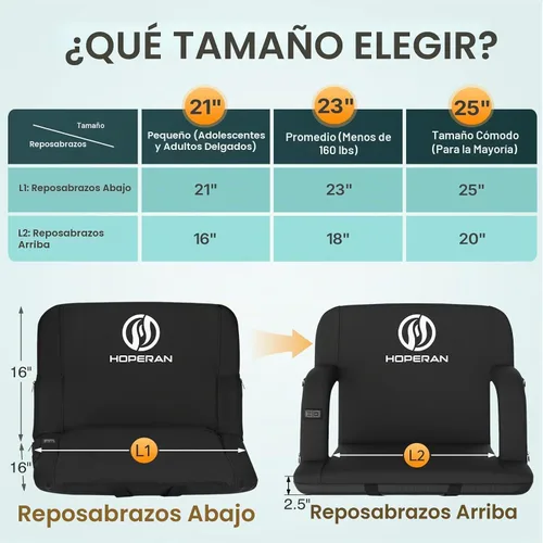 Vista 2 de HOPERAN Heated Stadium Seats with Back Support, Dual Control, 1-Pack