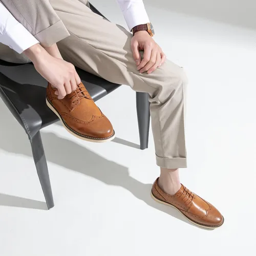 Vista 3 de Vostey Zapatos de vestir para hombre, zapatos de vestir casuales para hombre, zapatos Oxford, zapatos de negocios con punta de ala