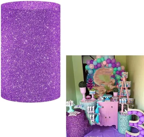 Vista 8 de Fundas cilíndricas con purpurina azul marino para fiestas, cubierta de pedestal, sirena subacuática, regalos de fiesta de cumpleaños, baby shower