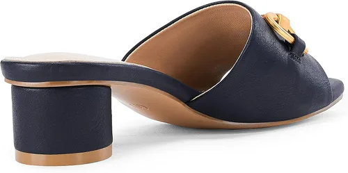 Vista 4 de Sandalias de tacón redondo grueso para mujer, con puntera abierta, cómodas, con cadena de metal
