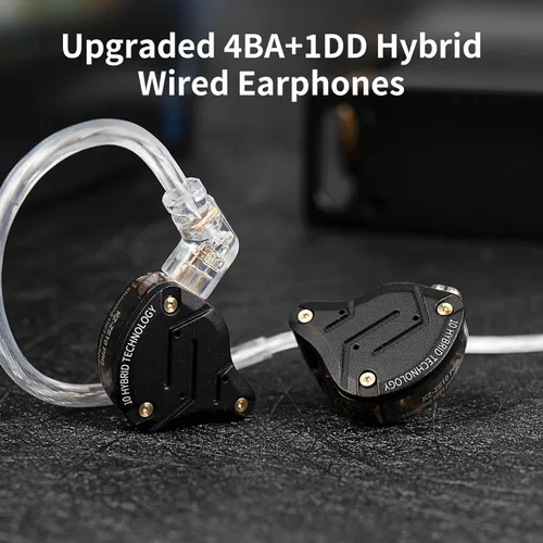 Vista 8 de KZ ZS10 Pro Monitor In Ear, Auriculares IEM, Auriculares para Juegos con Drivers 4BA y 1DD, Auriculares KZ HiFi IEM ZS10 Mejorados con Cable OFC
