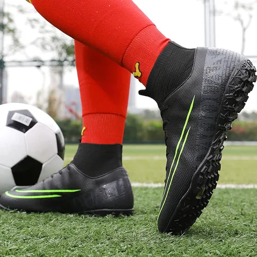 Vista 8 de Qzzsmy Tenis profesionales de fútbol para hombre para interiores y exteriores para competición entrenamiento atléticos para niños grandes