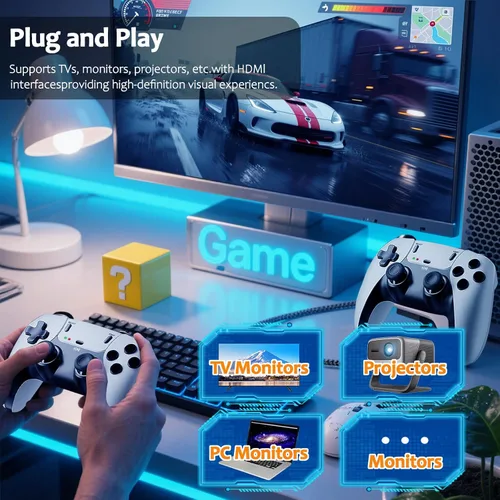 Vista 4 de Retro Gaming Console, Wireless Retro Game Console Stick Built-in 20000+ Classic Games and 23 Emulators, Plug & Play 4K HDMI Output, Video Gaming